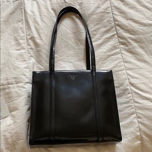 Black Prada Spazzolato Patent Leather purse